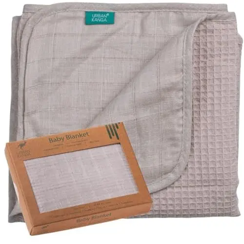 Produktbild: Urban Kanga Babydecke 2 Lagige Kuscheldecke Wickeltuch aus 100% Baumwolle 100 X 70 cm (Moonstruck)
