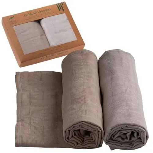 Produktbild: Urban Kanga Spucktücher Baby 120 X 120 cm Musselin Mulltücher Extra Groß - 2er-Pack (Humus/Moonstruck)