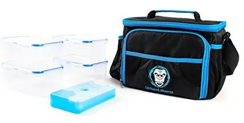 Produktbild: Urban Lifters Meal Prep Bag/Tasche zur Vorbereitung von Mahlzeiten, leichte Tasche aus hoher Qualität mit 4 Behältern und einem Kühlakku,ideal für das Management von Mahlzeiten