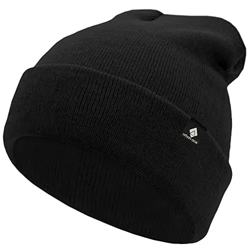 Produktbild: urban ace | Kinder Mütze, Haube | 100% Baumwolle | weich & leicht | Frühling, Herbst, Winter | Jungen, Mädchen | weicher Stoff, dicht | optimale Passform, lang o. kurz tragbar (Black)
