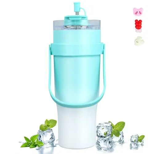 Produktbild: UrbanHomes Thermobecher Mit Strohhalm, Für Stanley Thermobecher 40oz, Thermobecher Kaffee to Go, Trinkbecher Mit Deckel Und Strohhalm, Spülmaschinenfest Kaffeebecher, Thermobecher Minzgrün 1182ml