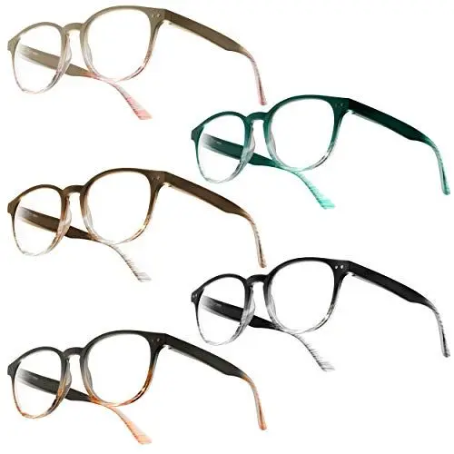 Produktbild: UrbanSky Lesebrille Gil - runde Kunststoffbrille mit Federscharnieren im 5er-Pack (+1,00 dpt)