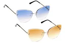 Produktbild: UrbanSky Sonnenbrille Sofia - 2er-Pack randlose Sonnenbrille Damen - Verlaufs-Tönung - Cat-Eye (Cool)