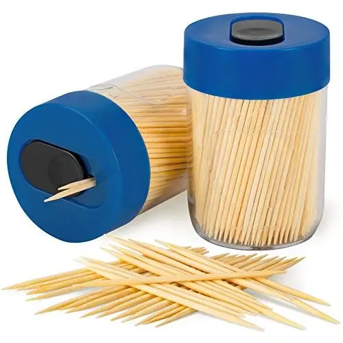 Produktbild: Urbanstrive Stabiler, sicherer Zahnstocherhalter mit 800 Naturholz-Zahnstochern für die Zahnreinigung, einzigartige Dekoration für Zuhause, außergewöhnliches Geschenk, 2 Stück, Blau