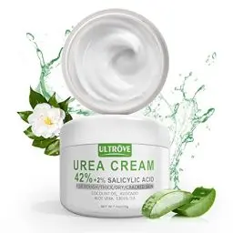 Produktbild: Urea Creme 42% mit 2% Salicylsäure, Hornhaut und abgestorbene Haut für Füße, spendet Feuchtigkeit, repariert trockene, rissige, raue Haut an Fersen, effektive Urea Fußcreme (200g)