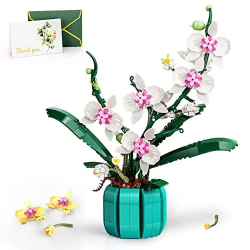 Produktbild: URGEAR Orchideen Blumen Baukasten für Erwachsene, Blumen Bonsai Bausteine Set, Künstliche Blumen zum Basteln Bausätze, Home und Zimmer-Deko, Frauen, Männer (811 Stück)