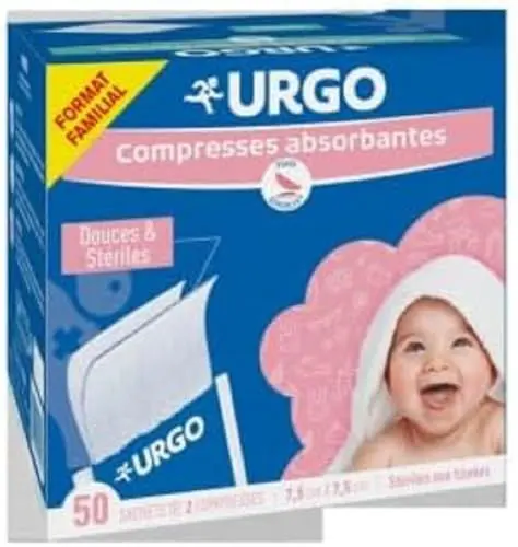 Produktbild: Urgo - Sterile Kompressen für Familie & Säuglinge – Vlies – 100 Kompressen à 7,5 x 7,5 cm