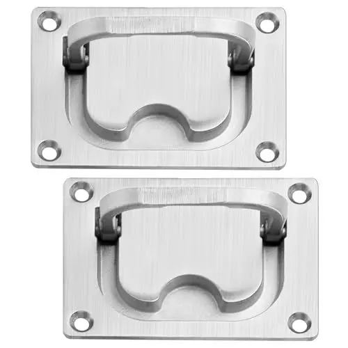 Produktbild: URHRHU 2 Stück Einlassgriff Bodenheber Groß 96 x 69 mm 304 Edelstahl Flush Hatch Locker Versteckter Griff Lukengriff Lukenheber für Boot Marine Yacht Schließfach