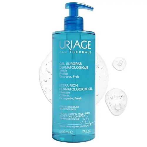 Produktbild: Uriage Dermatologisches Rückfettendes Duschgel für empfindliche Haut - Bewahrt den Feuchtigkeitsfilm der Haut -Frisch schäumender Körperreiniger - Gesicht & Körper - Physiologischer pH-Wert - 500ml