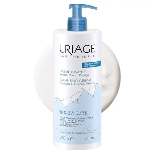 Produktbild: Uriage Reinigungscreme 500ml - Feuchtigkeitsspendendes Körperreinigungsmittel mit Sheabutter - 2-in-1 Reinigung & Pflege - Gesicht, Körper & Haar - 92% Natürlichen, Physiologischer pH-Wert