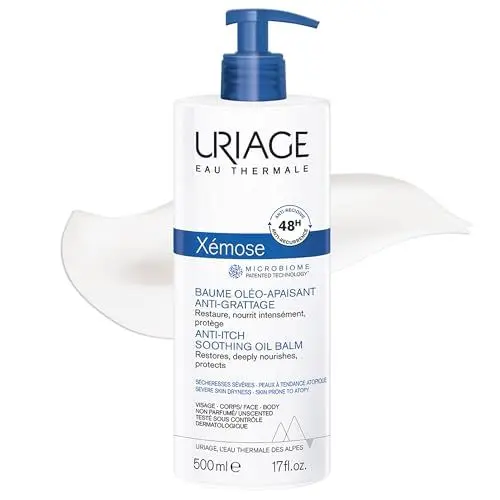Produktbild: Uriage Xemose Beruhigender Öl-Balsam gegen Juckreiz für trockene, zu atopischem Ekzem neigende Haut - Beruhigt ab der 1 - Anwendung, 48h Anti-Rückfall. Pflegende Lotion für Gesicht & Körper - 500ml