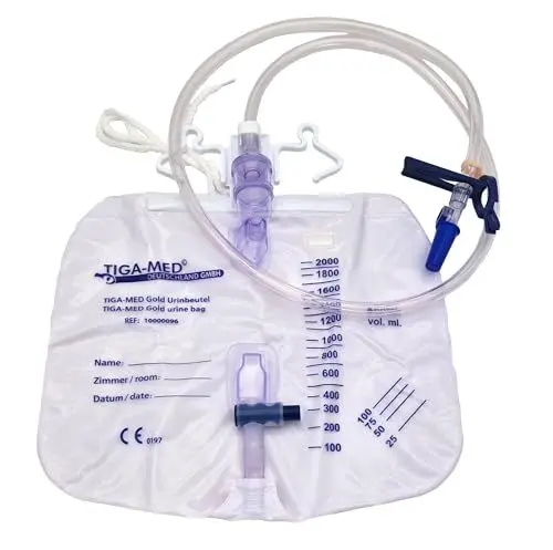 Produktbild: Urinbeutel TIGA-MED Gold | Urindrainagebeutel | geschlossenes System | 2 Liter | steril | 110cm Schlauch