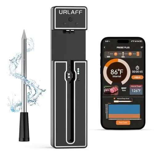 Produktbild: URLAFF MixStick Fleischthermometer Kabellos 150m Bluetooth Grillthermometer IP67, Küchenthermometer Meat Thermometer Bratenthermometer für Backofen Grill Smoker Rotisserie Airfryer