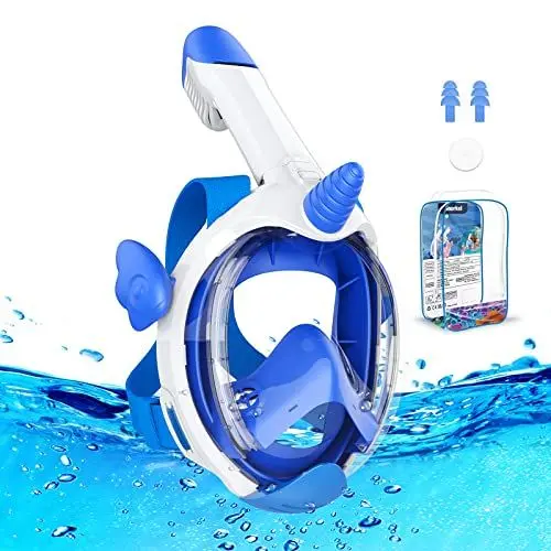 Produktbild: Urmaxs Schnorchelmaske für Kinder, 180° Panoramablick, Vollgesichtsmaske, sicheres Atmen, Tauchmaske, beschlagfrei und auslaufsicher, geeignet für Kinder, Geschenk