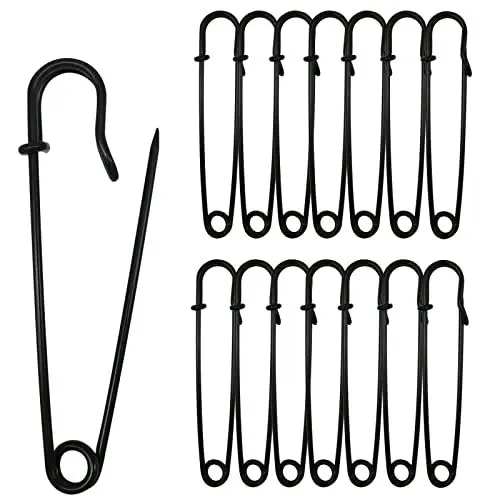Produktbild: Urmspst Große Sicherheitsnadeln (Aufgerüstet), 7,5cm, 30 Stück für Kleidung, Leder, Segeltuch, Decken, Basteln, Röcke - Extragroße, Robuste Ausführung (Schwarz)