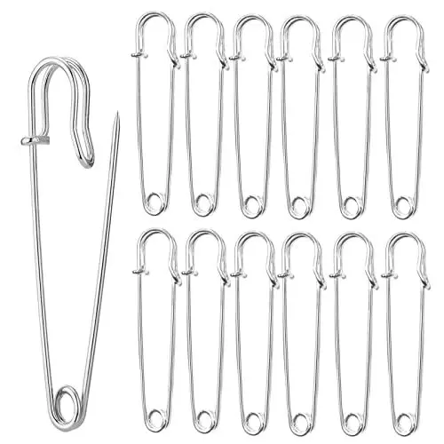 Produktbild: Urmspst Sicherheitsnadeln (Aufgerüstet), 75mm Große Sicherheitsnadeln,30 Stück, für Kleidung,Leder,Segeltuch,Decken, Basteln,Extragroße Sicherheitsnadeln, Robuste Sicherheitsnadeln(Silberfarbe)