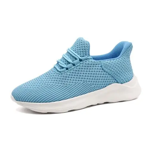 Produktbild: UROMGV Damen Sneaker Reinschlüpfen Wanderschuhe Laufschuhe Tennis Fitness Sportschuhe Leichtgewichtig atmungsaktiv rutschfeste Schuhe Lässig Bequeme Schuhe Hellblau EU 39