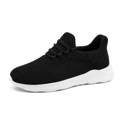 Produktbild: UROMGV Damen Sneaker Reinschlüpfen Wanderschuhe Laufschuhe Tennis Fitness Sportschuhe Leichtgewichtig atmungsaktiv rutschfeste Schuhe Lässig Bequeme Schuhe Schwarz weiß EU 42