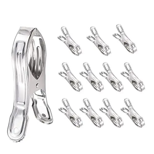 Produktbild: URPIZY 12–36 Stück Strandtuch-Clips, Edelstahl, große Edelstahl-Sonnenliege, Handtuchklammern, Wäscheklammern, zum Aufhängen, Wäscheklammern, Quilt-Wäscheklammern für schwere Kleidung, Sonnenliege