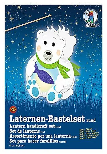 Produktbild: Ursus 18700020 - Laternen Bastelset, Eisbär, ca. 21,8 x 21 x 10,3 cm, Durchmesser ca. 21,8 cm, inklusive Vorlagebogen mit Bastelanleitung, zum Selbstgestalten, ideal für den nächsten Laternenlauf