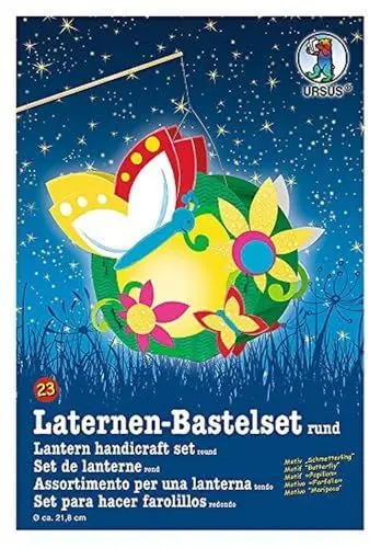 Produktbild: Ursus 18700023 - Laternen Bastelset, Schmetterling, ca. 21,8 x 21 x 10,3 cm, Durchmesser ca. 21,8 cm, inklusive Vorlagebogen mit Bastelanleitung,zum Selbstgestalten,ideal für den nächsten Laternenlauf