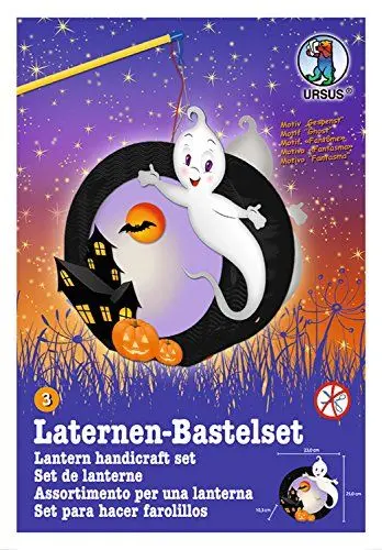Produktbild: Ursus 18710003 - Laternen Bastelset Easy Line, Gespenst, ca. 21,8 x 31 x 10,3 cm, Set zum Basteln einer Laterne, inklusive Schritt für Schritt Anleitung, ideal für den nächsten Laternenlauf