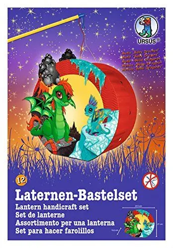 Produktbild: Ursus 18710012F - Laternen Bastelset Easy Line, Baby Drache, ca. 21, 8 x 21 x 10, 3 cm, Set zum Basteln einer Laterne, inklusive Schritt für Schritt Anleitung, ideal für den nächsten Laternenlauf