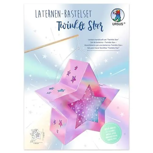 Produktbild: Ursus 18790002F - Laternen Bastelset, Twinkle Star, Pink, ca. 19,3 x 18,3 x 8 cm, Set zum Erstellen einer selbstgebastelten Stern-Laterne, aus Karton 350 g/m² und Transparentpapier 110 g/m²