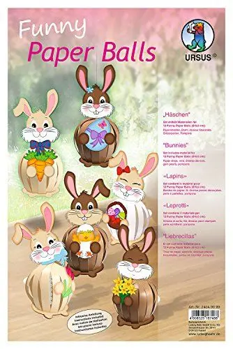 Produktbild: Ursus 24040099F - Funny Paper Balls Häschen, enthält Materialien für 12 Figuren, mehrfarbig, 6 cm