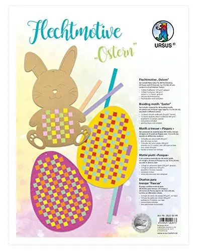 Produktbild: Ursus 28220099 Flechtmotive Ostern, Material für 48 Motive, in 12 verschiedenen Farben, ca. 15,5 x 24 cm, inklusive Bastelanleitung, kreative Beschäftigung für Kinder, ideal als Geschenk, bunt