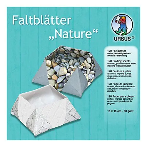 Produktbild: Ursus 3265599 - Faltblätter Nature, 80 g/qm, ca. 15 x 15 cm, 120 Blatt in 10 verschiedenen Designs, beidseitig bedruckt, inklusive Faltanleitung, ideale Grundlage für kreative Bastelarbeiten