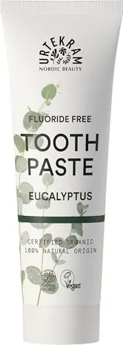 Produktbild: Urtekram Eukalyptus Zahnpasta für die Zahnfleischgesundheit – Reduziert Plaque mit fluoridfreier Zahnpasta – Bio veganer natürlicher Herkunft – Urtekram Dental, 75 ml (1er Pack)