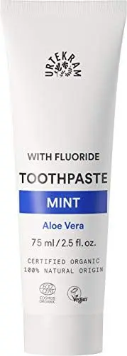 Produktbild: Urtekram Zahnpasta mit Minze und Aloe Vera – Frische Zahnpasta mit Fluoridschutz – Bio vegane natürliche Inhaltsstoffe – Urtekram Dental, 75 ml (1er Pack)