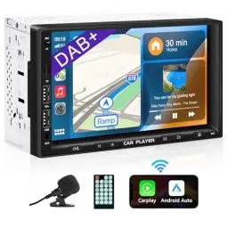 Produktbild: URVOLAX 2Din Autoradio Mit Bildschirm DAB+ Linux,7 Zoll Wireless CarPlay with Apple Android Auto Car Play Digital Media Receiver HD Touch Screen Display Navi Bluetooth 5.0 FM Siri Google Assistant