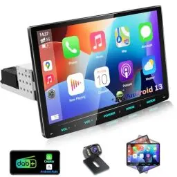 Produktbild: URVOLAX Android 13 Autoradio mit Bildschirm, 10.1 Zoll Wireless CarPlay Apple Android Auto Navi DAB+ 1 Din Radio Bluetooth car Play Touch Display Monitor 8 Core 32G WiFi 4G GPS rückfahrkamera