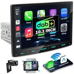 Produktbild: URVOLAX DAB+ Autoradio mit Bildschirm,10,1 Zoll Wireless Apple Carplay Android Auto, 1 Din Bluetooth Auto Radio Touch Display, Car Play Monitor mit MirrorLink/Navi/RDS/FM/AM/SWC/EQ/Rückfahrkamera