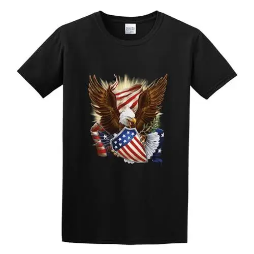 Produktbild: Usa Flag Bald Eagle American Flag Fashion O-Neck 100% Cotton Short Sleeve Unisex T-Shirt XXXL