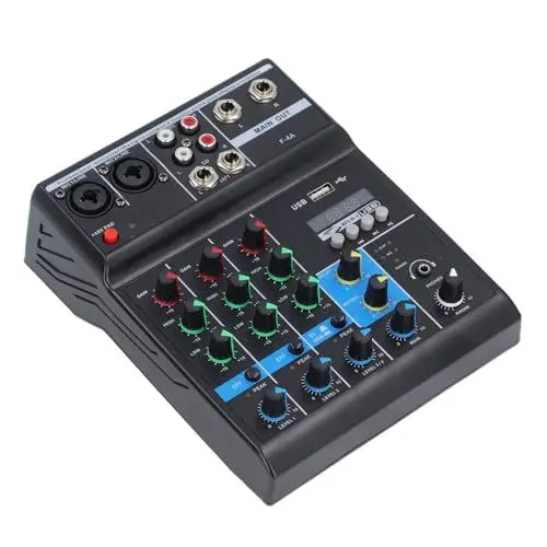 Produktbild: USB BT 4-Kanal-Soundmixerkonsole mit 48-V-Phantomtaste für Bühnenauftritte