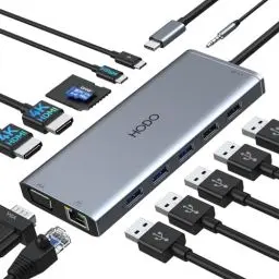 Produktbild: USB C Docking Station Dual Monitor, 14 in 1 Laptop Dockingstation Triple Display, USB-C Hub Adapter mit 2 HDMI, VGA, Ethernet, PD, USBC Data, 5 USB, SD TF Kartensteckplatz, Audio