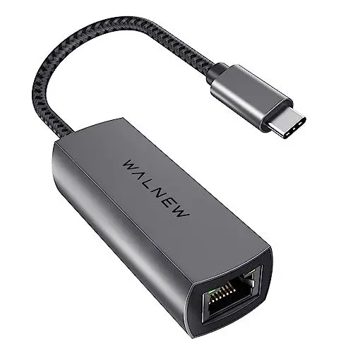 Produktbild: USB C Ethernet Adapter 2.5 Gigabit, WALNEW USBC LAN Kabel Stecker,Thunderbolt 4/3 RJ45 Netzwerkadapter für MacBook Pro/Air M1 M2,Mac mini,iMac,Surface Laptop,iPad 10,Samsung Galaxy Tab S9 S8,Dell XPS