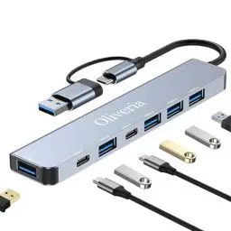Produktbild: USB C Hub 3.0, 7 in 2 Multiport Adapter Mit 3.0, 2.0 Ports, Verteiler, Typ C Hub für MacBook Air/Pro, Galaxy, iPad, Windows, Laptop, Desktop, PS4/PS5 usw