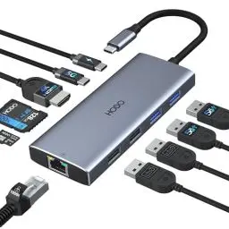Produktbild: USB C Hub Ethernet für MacBook Air, Adapter Macbook Zubehör 10 in 1 mit 4K 60Hz HDMI, Ethernet, 100W PD, SD TF Kartensteckplatz, 4USB und USB C Datenport, Type C Dongle für Mac Book Pro, iPad, Surface