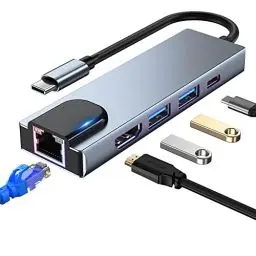 Produktbild: USB C Hub Multiport Adapter, 5 in 1 Docking Station mit 4K HDMI, RJ45 Ethernet, USB3.0, 100W PD, kompatibel mit MacBook Pro/Air, iPad Pro, iPad Mini 6, Surface Pro und mehr Typ C Geräten
