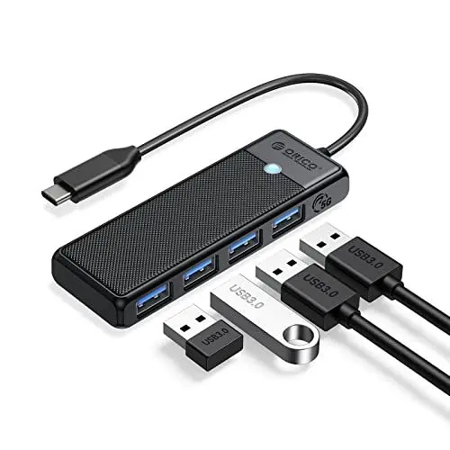Produktbild: USB C Hub, ORICO USB Hub 4 Ports USB 3.0 Hub, USB Verteiler 5Gbps USB C Adapter für MacBook, MacBook Air, iMac, MacPro, Windows Laptops und Ultrabooks, 0.15M Schwarz