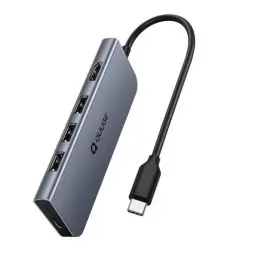 Produktbild: USB C Hub, QUUGE 5in1 USB C Adapter Multiportadapter mit 3 * 5Gbps USB3.0, 4K HDMI und USB C PD 100W. Aluminium Multiport Hub für MacBook Pro/Air, iPad Air, Galaxy, Laptop, etc.