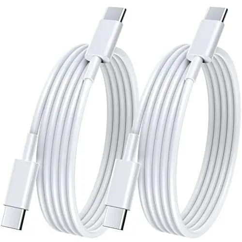 Produktbild: USB C auf USB C Kabel 2Pack 100W 1.8M USBC to USB C Schnellladekabel 5A PD 4.0 USB C Ladekabel für Apple iPhone 17 16 15/Pro/Max, Samsung S23 S22 S21 MacBook Pro/Air, Huawei (Weiß)