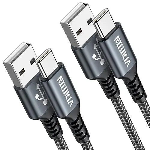 Produktbild: USB C Kabel, (2 Stück 2M) Nylon Fast Charge Schnellladekabel Typ C Ladekabel für Samsung Galaxy S22 S21 S20 S10 A13 A14 A21 A40 A53 A54, Google Pixel, Motorolo, Nokia, Xiaomi Redmi