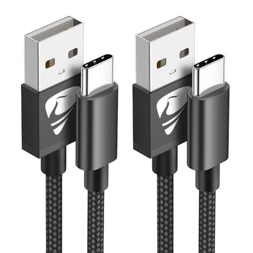 Produktbild: USB C Kabel, 2 Stück 2M Nylon Ladekabel USB C Fast Charge Schnellladekabel Typ C Ladekabel für Samsung Galaxy A51 A50 A41 A40 A71 A21s A20 A20e S8 S9 S10 S20 fe, Note 10 9 8, Huawei P40 P30 P20