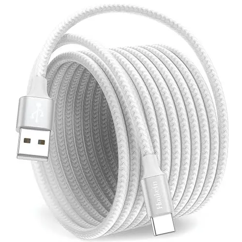 Produktbild: USB C Kabel 3M Weiß, Lang 3 m Ladekabel USB C auf USB A Nylon Schnellladekabel USBC für Samsung Galaxy S24 A55 A15 A35, für iPhone 15/16 Pro Max, Pixel, Switch