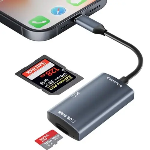Produktbild: SD Kartenleser für iPhone iPad,SD Card Reader für iPhone/iPad/Kamera,SD Kartenleser USB C,Kartenlesegerät mit Micro SD/SD/USB OTG Adapter,SD Kartenleser iPhone (USB C 3.0 Kartenleser)
